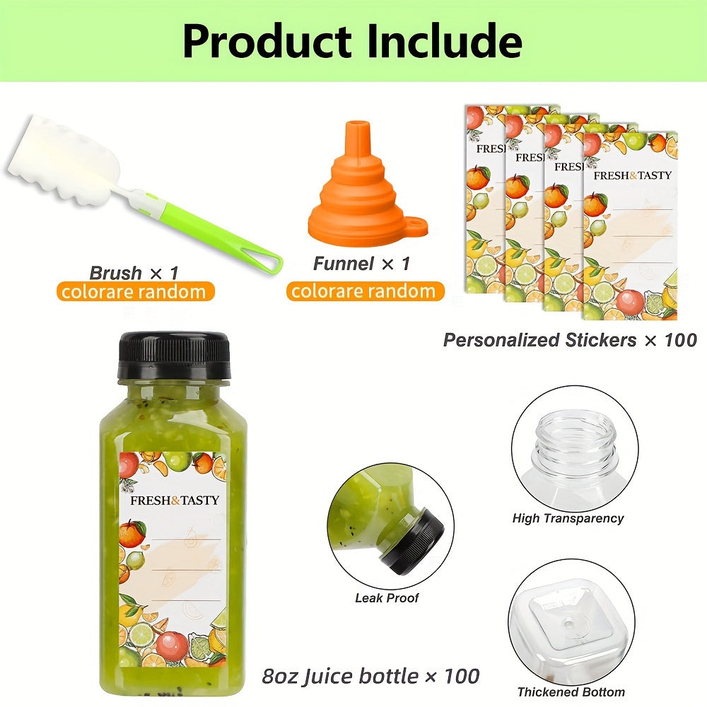 SUPERLELE 100/64/50/48/15pcs Juice Bottles, 4oz/8oz/12oz Plastic Bottles With Caps, Plastic Reusable Water Bottle, Clear Bulk Drink Containers With Lids, Wedding And Party Supplies, For Juicing, Smoothie, Drinking, Milk, Soda