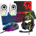 MAMBASNAKE Wired 104 Keys Gaming Keyboard Mouse Headphone Speaker 5in1 Combo with Multi RGB Backlight 2400DPI Mice Large Mouse Pad for Computer PC Gaming Mac PS4 Xbox One for new year gift