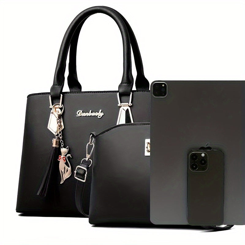 Elegant Women's Handbag Set with Snakeskin Pattern, PU Material, Embroidered Animal Theme, Stain Resistant with Adjustable Strap and Zip Closure, Quilted Polyester Lined – Taizhou-Origin Elegant Bags for Women