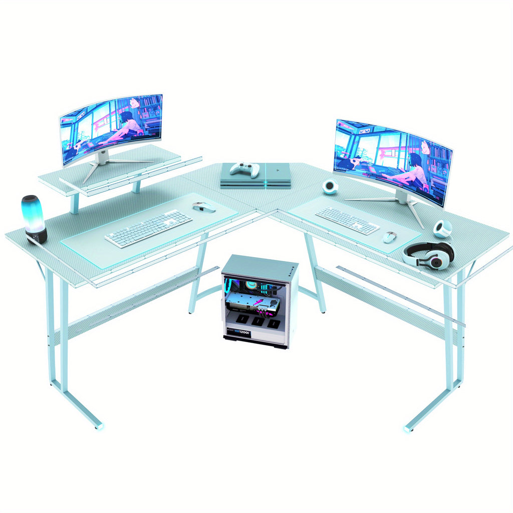 L Shaped Gaming Desk, 51 Inch Computer Desk with Monitor Stand, PC Gaming Desk, Corner Desk, Home Office Desk