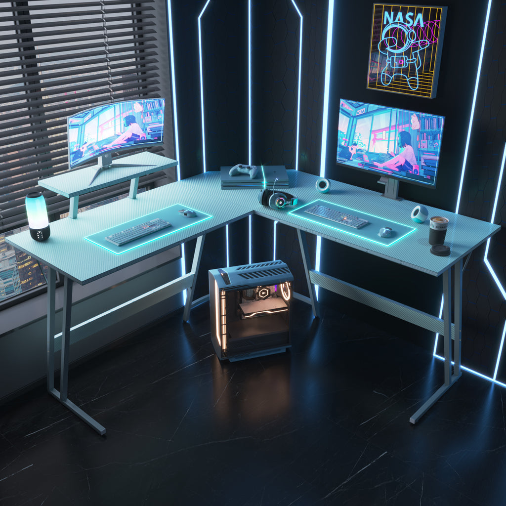 L Shaped Gaming Desk, 51 Inch Computer Desk with Monitor Stand, PC Gaming Desk, Corner Desk, Home Office Desk