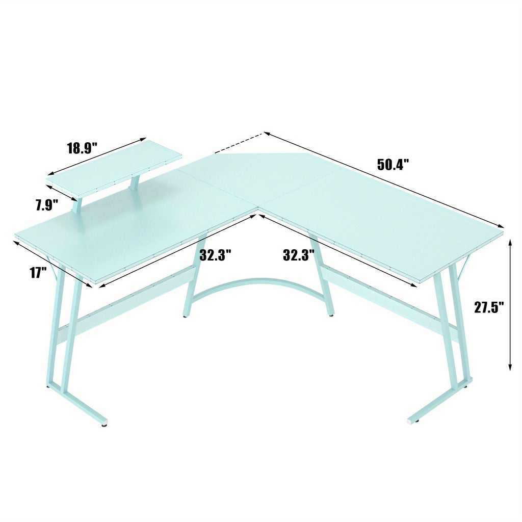 L Shaped Gaming Desk, 51 Inch Computer Desk with Monitor Stand, PC Gaming Desk, Corner Desk, Home Office Desk