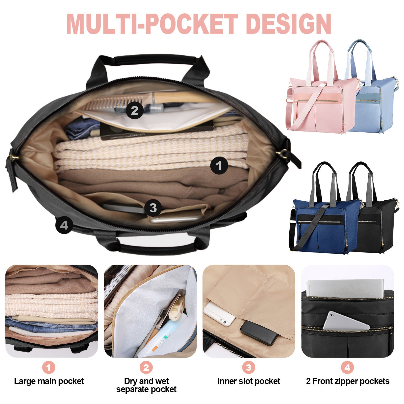 [Unisex Large Capacity Travel Bag]-Multi-functional travel bag-Separation of Wet and Dry | Stylish And Practical Compartment Design-Convenient Side Pocket,Holds 15.6-inch Computer, Ideal for home organization, family trips, h