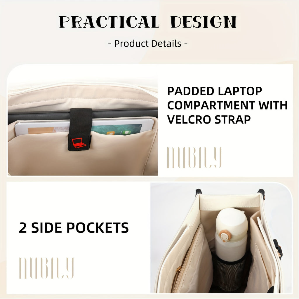 Laptop Bags For Women Canvas Tote Bags For Women 15.6 Inch Large Handbag Ladies Laptop Bags Work Bags Shoulder Bag For School Office Business Travel