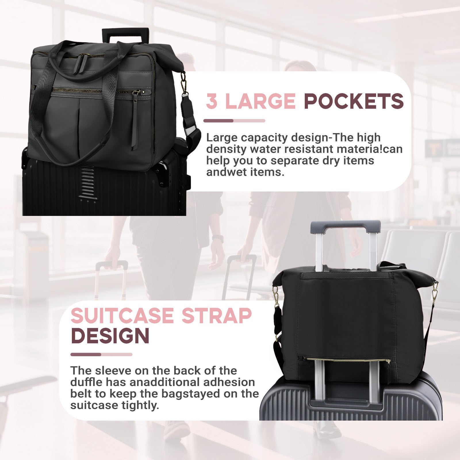 [Unisex Large Capacity Travel Bag]-Multi-functional travel bag-Separation of Wet and Dry | Stylish And Practical Compartment Design-Convenient Side Pocket,Holds 15.6-inch Computer, Ideal for home organization, family trips, h