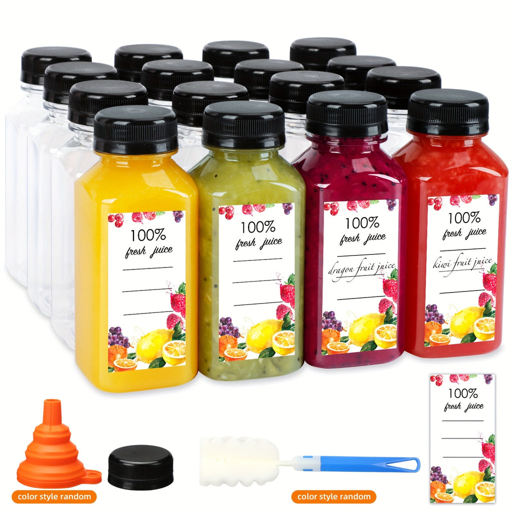 SUPERLELE 100/64/50/48/15pcs Juice Bottles, 4oz/8oz/12oz Plastic Bottles With Caps, Plastic Reusable Water Bottle, Clear Bulk Drink Containers With Lids, Wedding And Party Supplies, For Juicing, Smoothie, Drinking, Milk, Soda