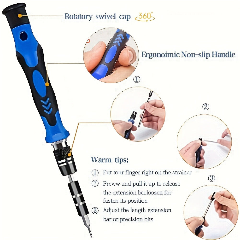 1SET 1pc 115-in-1 Blue Precision Screwdriver Set, Upgraded Multifunctional Electronic Repair Tool Set, Comes with Box, Many Styles, Suitable for Electronic Products, Phones, Computers, iPhones, Glasses, Watches, etc