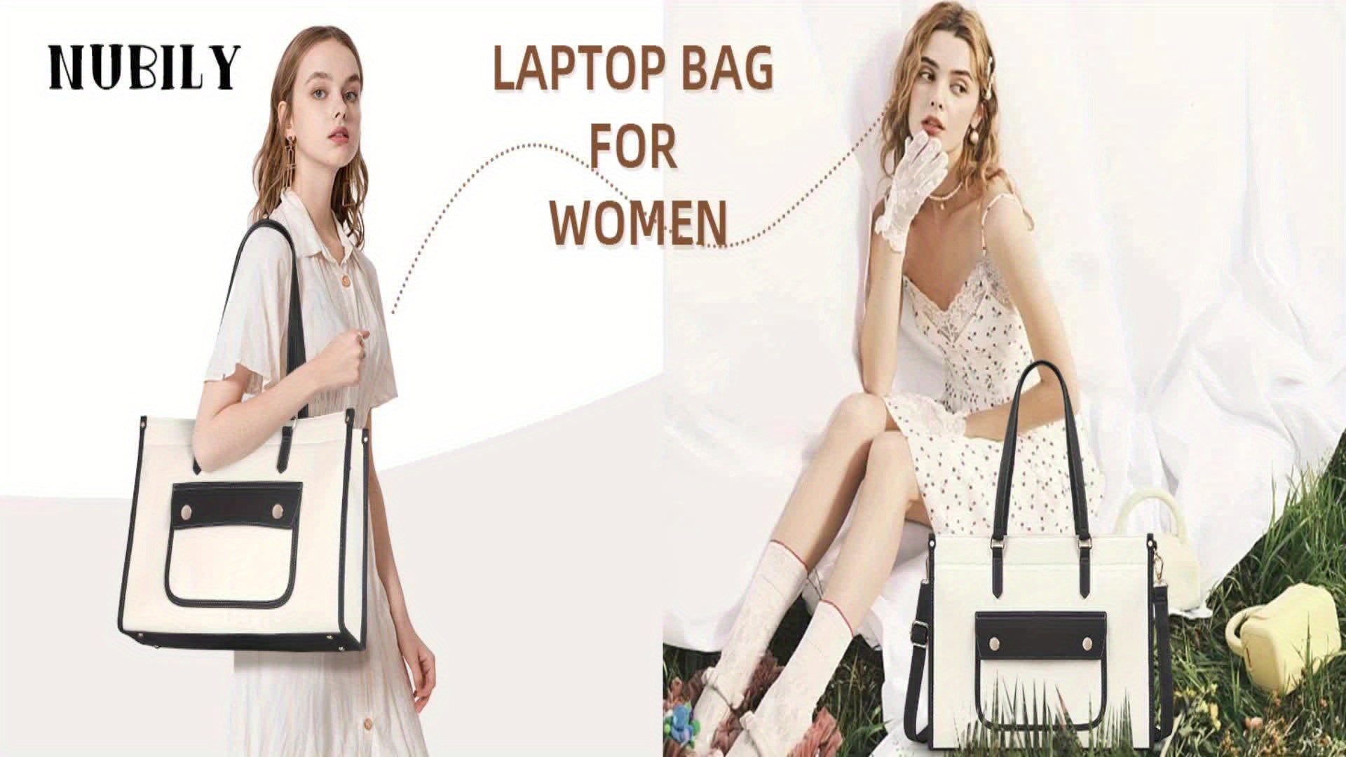 Laptop Bags For Women Canvas Tote Bags For Women 15.6 Inch Large Handbag Ladies Laptop Bags Work Bags Shoulder Bag For School Office Business Travel