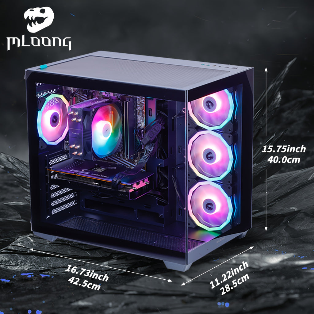 Mloong Gaming PC with AMD Ryzen 5 5500, Radeon RX 6600, 1TB SSD, 16GB RAM, 4K Gaming, RGB Lighting, 3ms Response Time, 110V/220V, 4K Gaming Setup, Gaming Desktop, Gaming Pc, Gaming Setup, Gaming Pc, Gaming