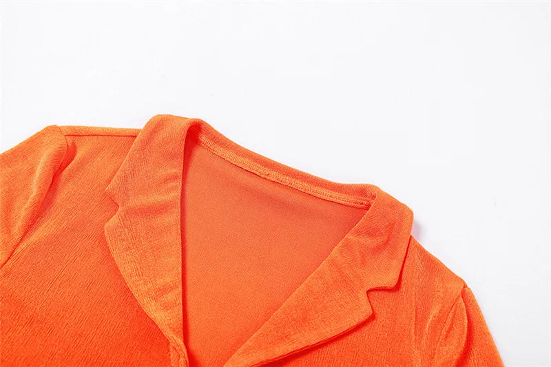 WY8976 Fall 2022 Women Clothes Crop Tops Two Piece Pant Set Orange Women Casual Outfits