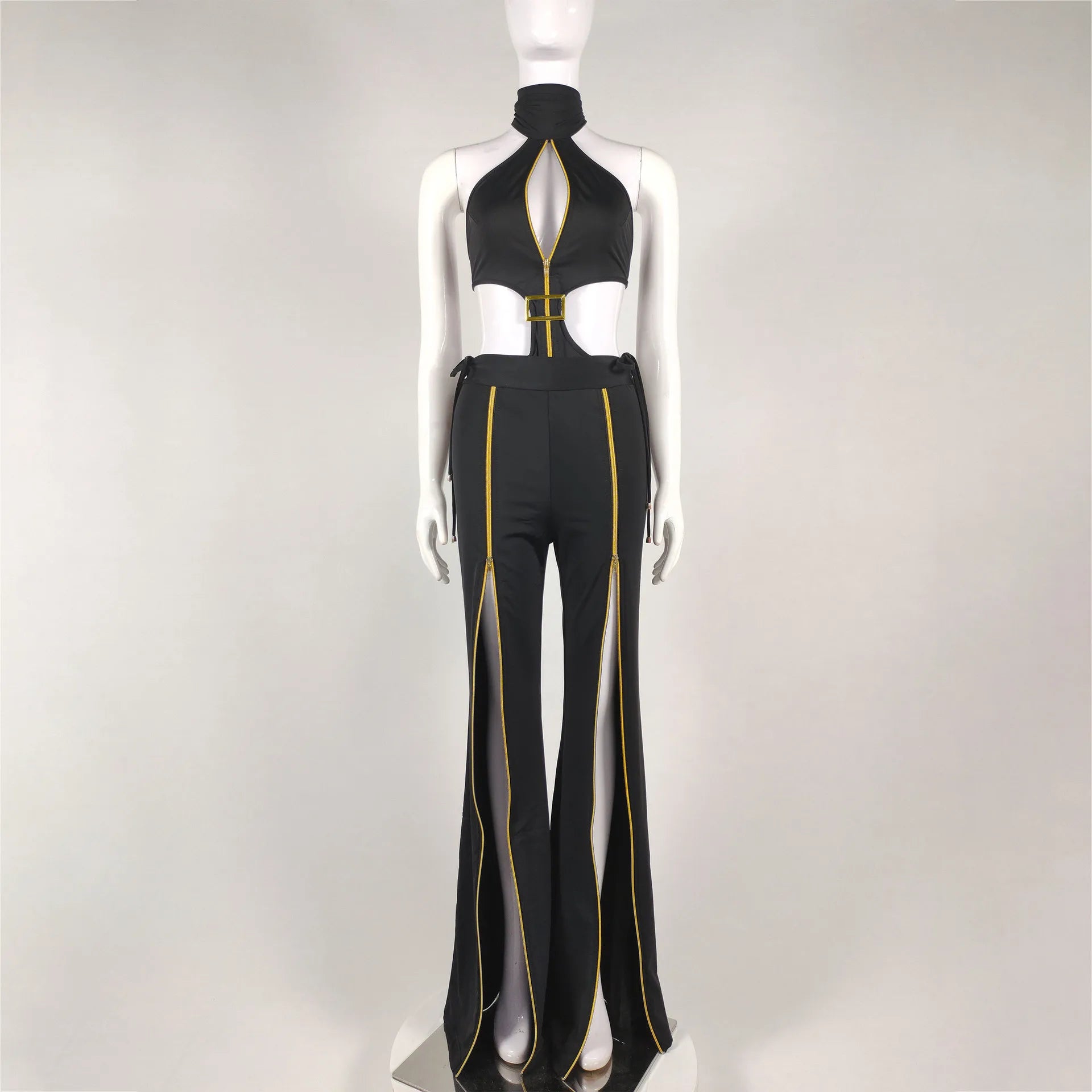 Women Clothes Elegant Hollow Out Two Piece Set Fashion Bodysuit Casual Suits