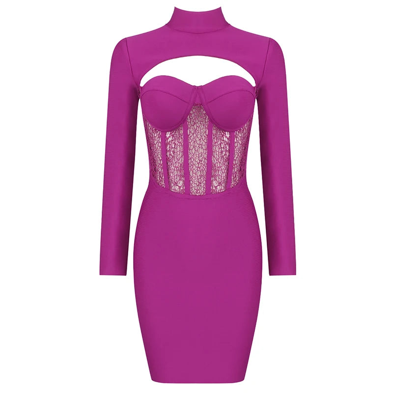 Women Clothes Fancy Fashion Elegant Ladies Sexy Casual Bandage Bodycon Dress Formal Cocktail Dresses Transparent Patchwork Lace