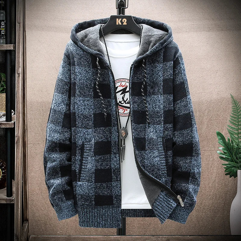 New Winter Sweater Men Cardigan Baseball Collar Casual Sport Zipper Jacket Coat Autumn Fleece Warm Clothes Knitted Coat
