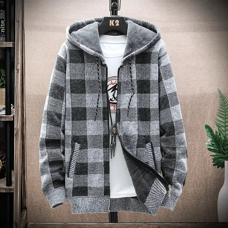 New Winter Sweater Men Cardigan Baseball Collar Casual Sport Zipper Jacket Coat Autumn Fleece Warm Clothes Knitted Coat