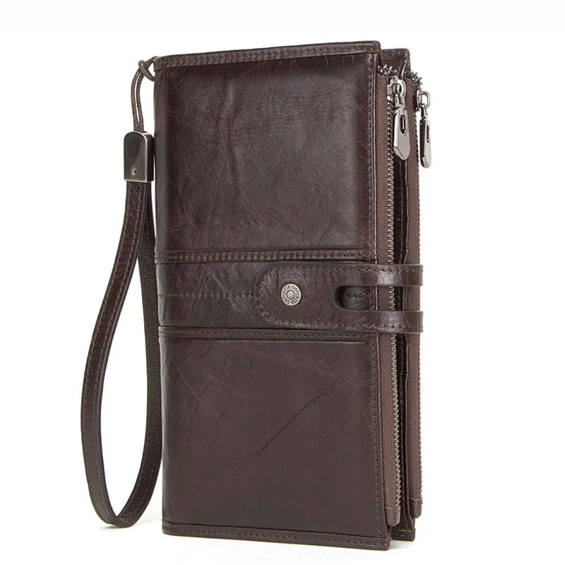 CONTACT'S Genuine Leather Men Wallet Long Clutch Wallets for Cell Phone Women Coin Purse Travel Money Bag Male Passport Holder