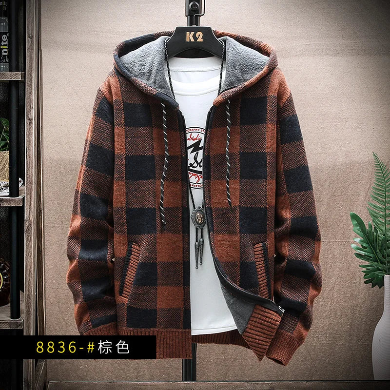 New Winter Sweater Men Cardigan Baseball Collar Casual Sport Zipper Jacket Coat Autumn Fleece Warm Clothes Knitted Coat