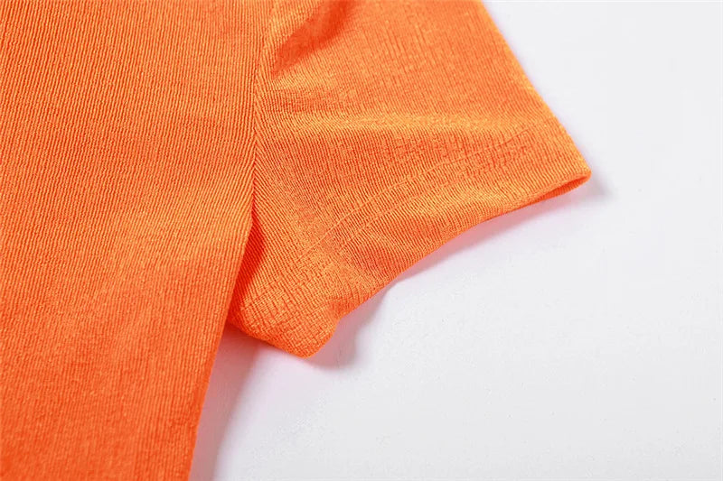 WY8976 Fall 2022 Women Clothes Crop Tops Two Piece Pant Set Orange Women Casual Outfits