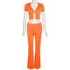 WY8976 Fall 2022 Women Clothes Crop Tops Two Piece Pant Set Orange Women Casual Outfits