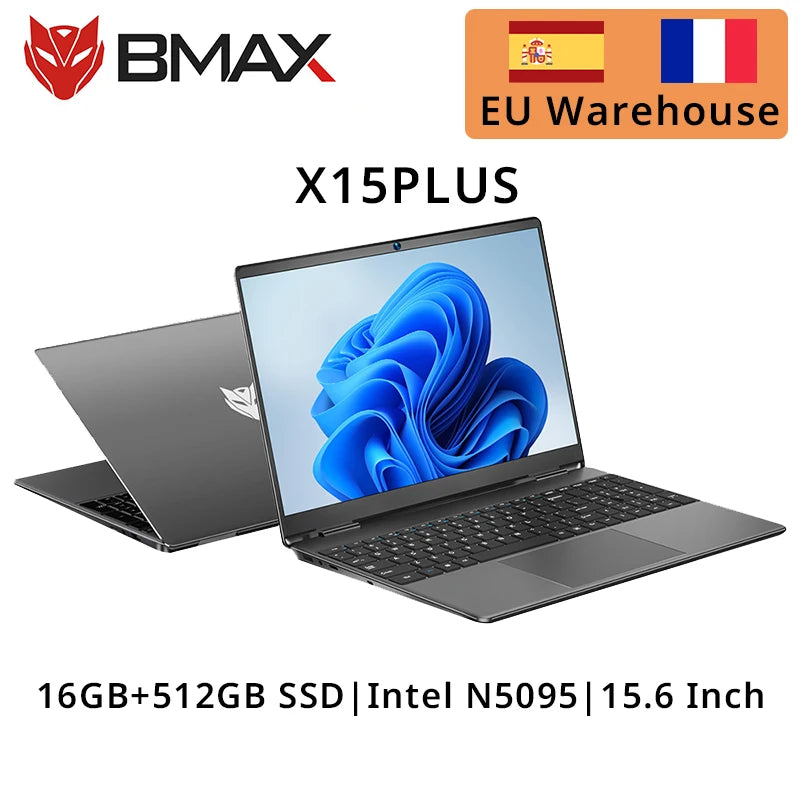 BMAX X15PLUS 15.6 Inch Laptop Intel N5095 CPU 16GB RAM 512GB SSD Windows 11 Notebook 1920*1080 Dual Wifi USB PC Gamer laptops