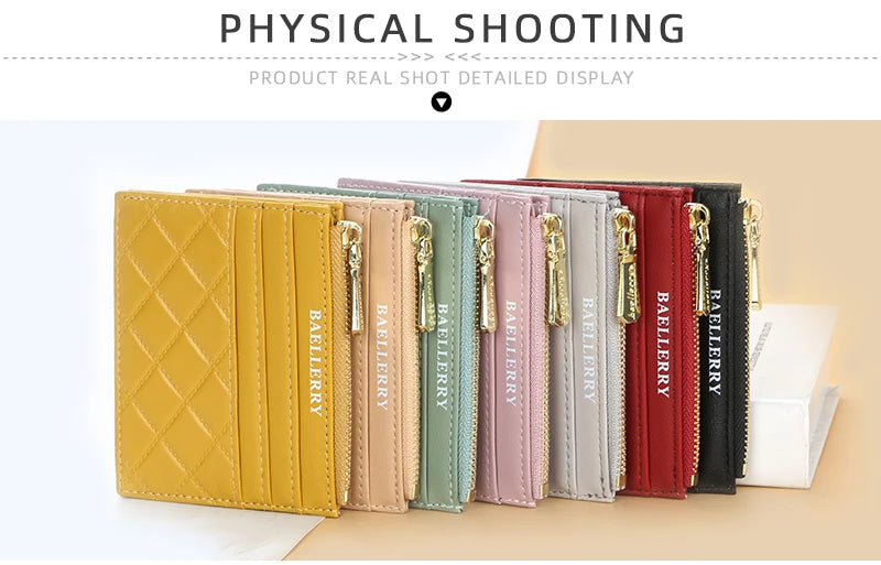 New Mini Women Wallets Card Wallets Slim Zipper PU Leather Top Quality Fashion Female Purse Card Holder Wallet