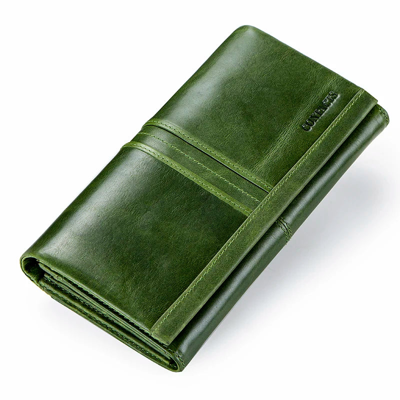 Contact's Women Wallets Multi-functional Clutch Genuine Leather Wallet Female Hasp Fashion Dollar Price Long Purse Card Holder