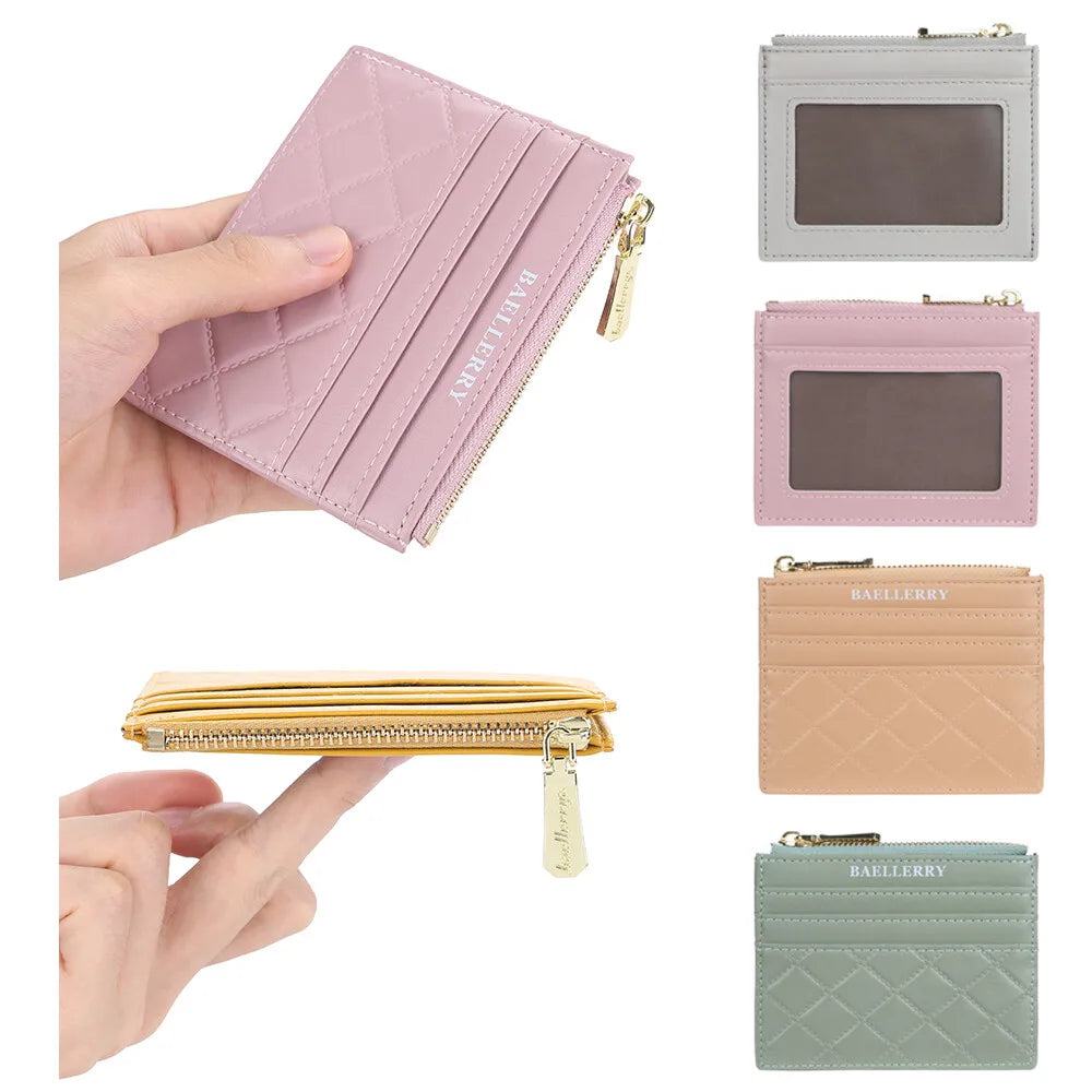 New Mini Women Wallets Card Wallets Slim Zipper PU Leather Top Quality Fashion Female Purse Card Holder Wallet