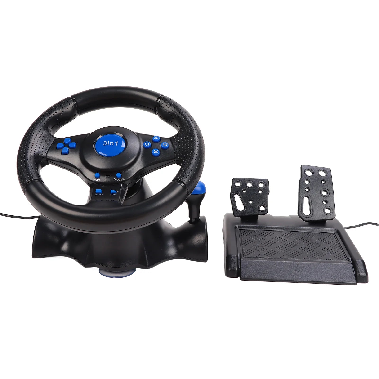 PC Gaming Racing Wheel Gaming Steering Wheel 180 Degree Rotation Multifunctional 3 in 1 Game Racing Wheel with Pedals for PC