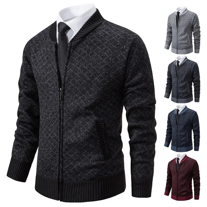 New Winter Sweater Men Cardigan Baseball Collar Casual Sport Zipper Jacket Coat Autumn Fleece Warm Clothes Knitted Coat