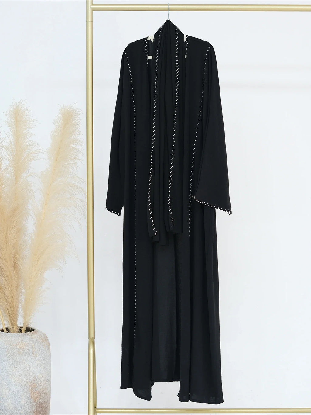 Muslim Women Abaya with Scarf 2 Piece Set Long Cardigan Eid Abayas Casual Long Robe Kaftan Party Ramadan Modest Caftan 2024