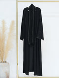 Muslim Women Abaya with Scarf 2 Piece Set Long Cardigan Eid Abayas Casual Long Robe Kaftan Party Ramadan Modest Caftan 2024