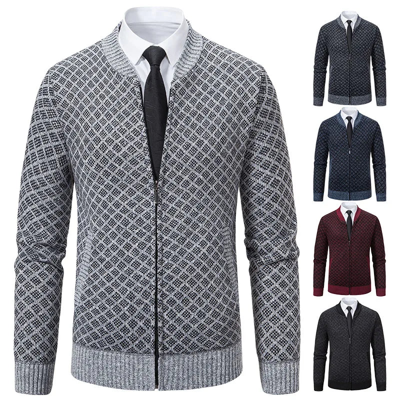 New Winter Sweater Men Cardigan Baseball Collar Casual Sport Zipper Jacket Coat Autumn Fleece Warm Clothes Knitted Coat