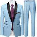 3 PiecesMen Mariage Color Block Collar Suits Jacket Trousers Waistcoat Male Business Casual Wedding Blazers Coat Vest Pants  Set