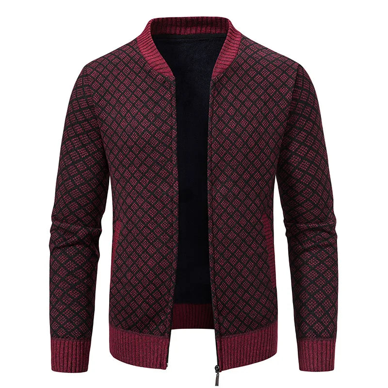 New Winter Sweater Men Cardigan Baseball Collar Casual Sport Zipper Jacket Coat Autumn Fleece Warm Clothes Knitted Coat