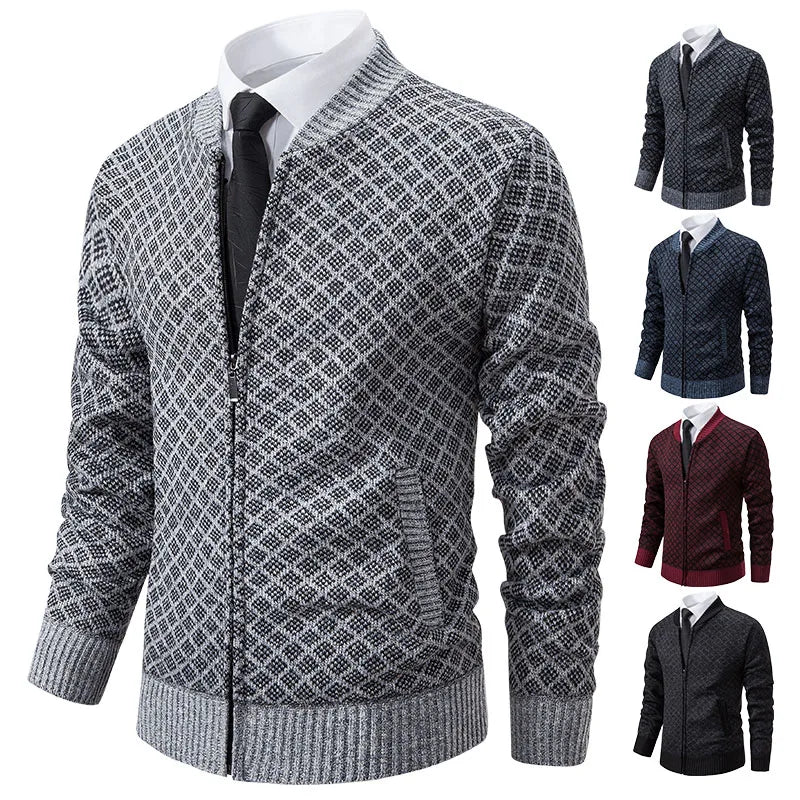 New Winter Sweater Men Cardigan Baseball Collar Casual Sport Zipper Jacket Coat Autumn Fleece Warm Clothes Knitted Coat