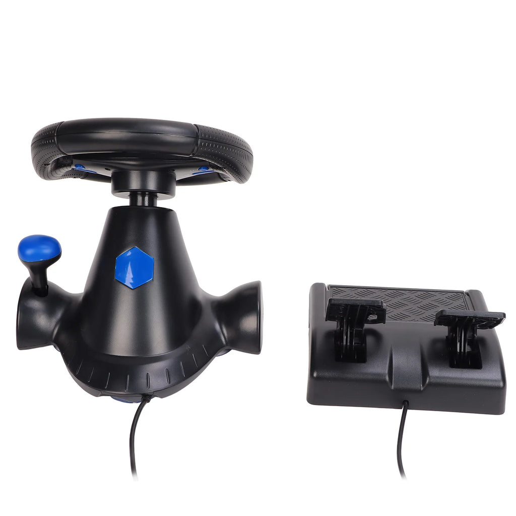 PC Gaming Racing Wheel Gaming Steering Wheel 180 Degree Rotation Multifunctional 3 in 1 Game Racing Wheel with Pedals for PC