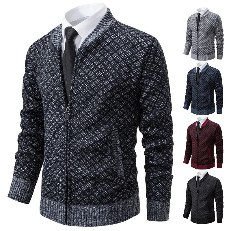 New Winter Sweater Men Cardigan Baseball Collar Casual Sport Zipper Jacket Coat Autumn Fleece Warm Clothes Knitted Coat
