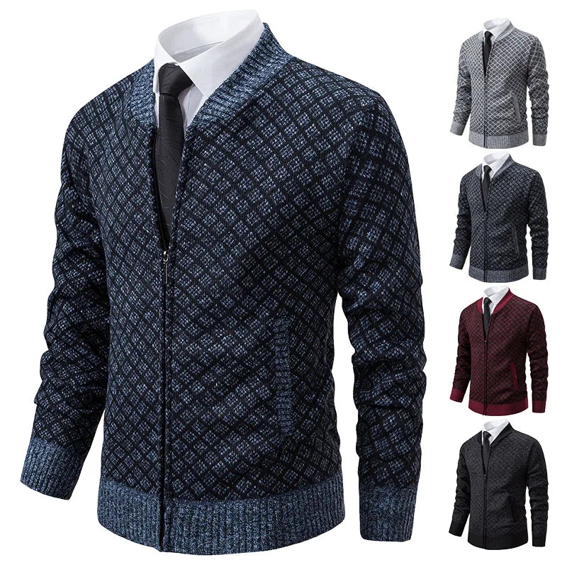 New Winter Sweater Men Cardigan Baseball Collar Casual Sport Zipper Jacket Coat Autumn Fleece Warm Clothes Knitted Coat