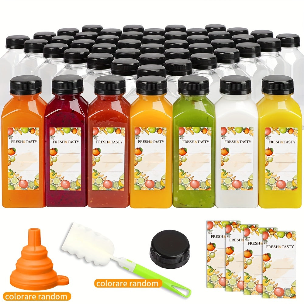 SUPERLELE 100/64/50/48/15pcs Juice Bottles, 4oz/8oz/12oz Plastic Bottles With Caps, Plastic Reusable Water Bottle, Clear Bulk Drink Containers With Lids, Wedding And Party Supplies, For Juicing, Smoothie, Drinking, Milk, Soda