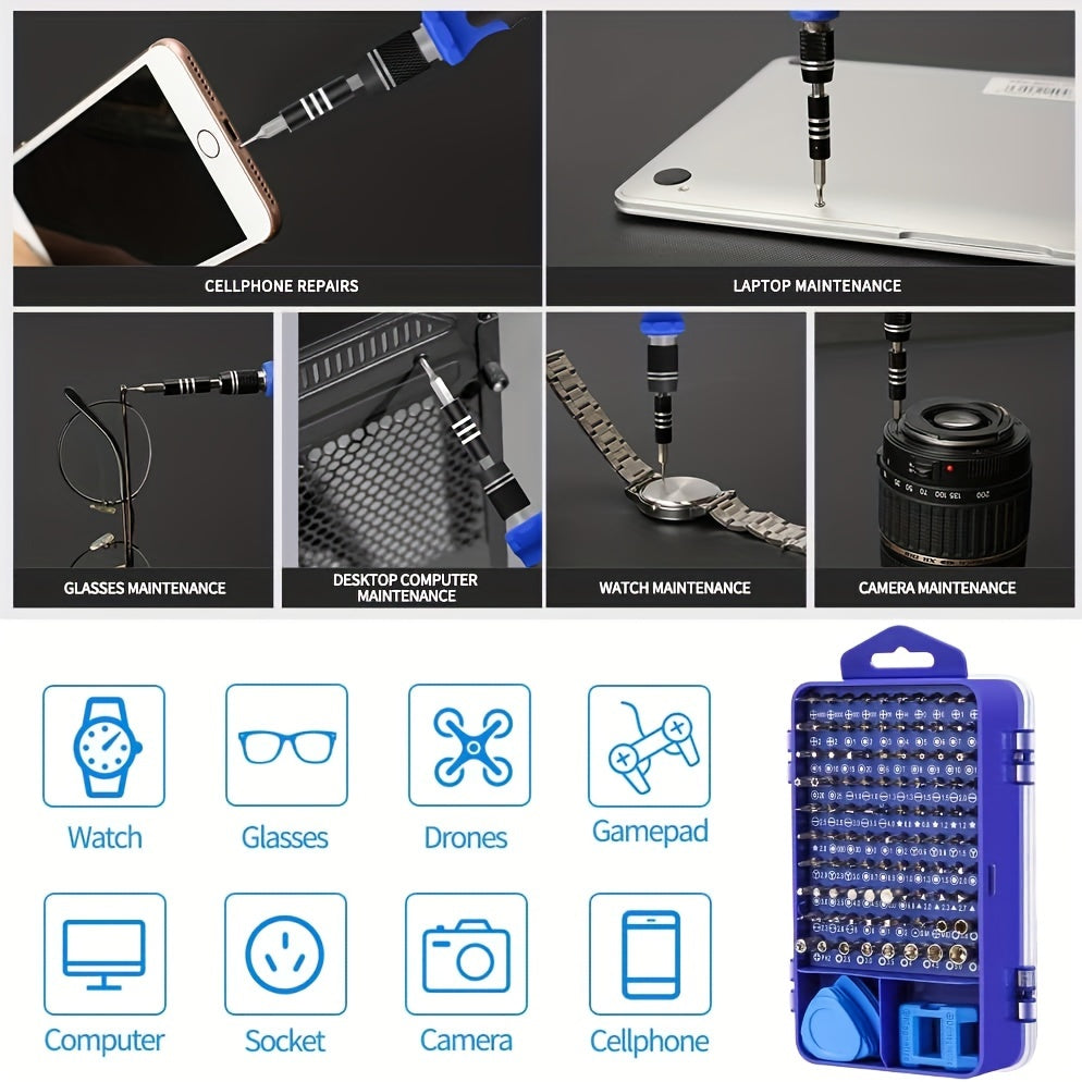 1SET 1pc 115-in-1 Blue Precision Screwdriver Set, Upgraded Multifunctional Electronic Repair Tool Set, Comes with Box, Many Styles, Suitable for Electronic Products, Phones, Computers, iPhones, Glasses, Watches, etc