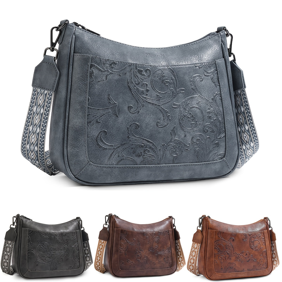 Embossed Crossbody Handbags Shoulder Bags For Women - Everyday Purse With Adjustable Strap - Ladies Bag