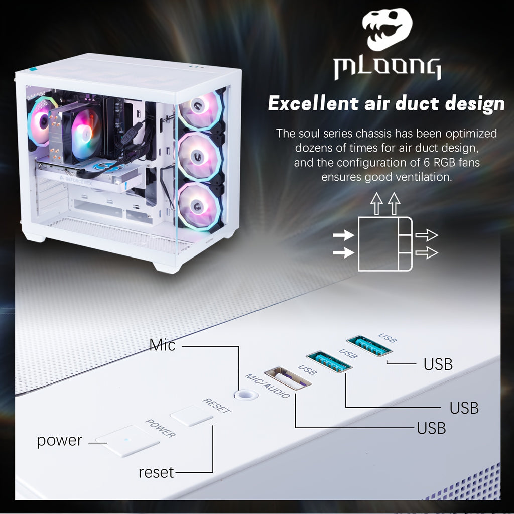 Mloong Gaming PC with AMD Ryzen 5 5500, Radeon RX 6600, 1TB SSD, 16GB RAM, 4K Gaming, RGB Lighting, 3ms Response Time, 110V/220V, 4K Gaming Setup, Gaming Desktop, Gaming Pc, Gaming Setup, Gaming Pc, Gaming