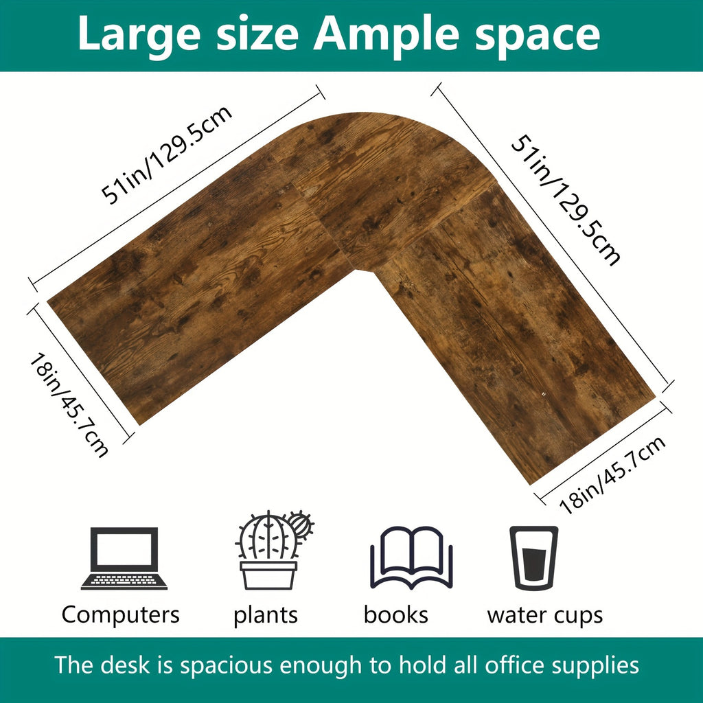 L Shaped Gaming Desk Computer Corner Desk PC Gaming Desk Table With Large Monitor Riser Stand For Home Office Sturdy Writing Workstation